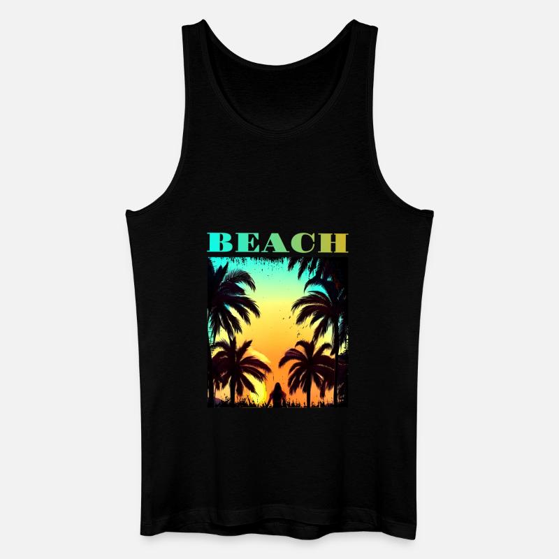 Palm Sunset Beach - Männer Bio Tank Top - Schwarz