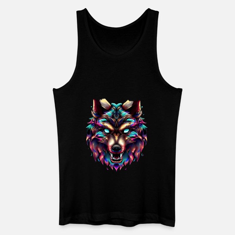 Wolf’s Head Synthwave Wolf - Débardeur bio Homme - noir