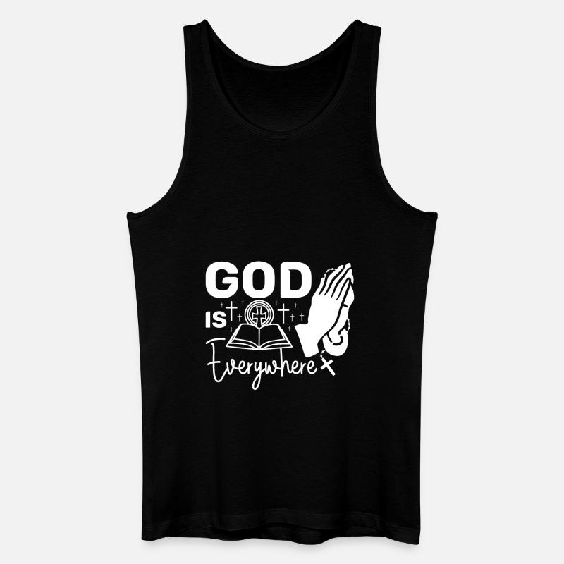 God is everywhere - Männer Bio Tank Top - Schwarz