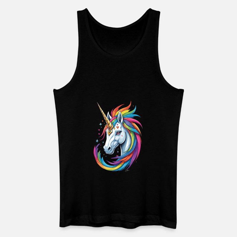 Buntes Einhorn - Männer Bio Tank Top - Schwarz