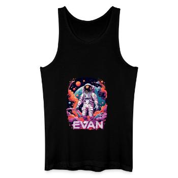 EVAN - Schöner Jungen Name mit coolem Astronaut - Männer Bio Tank Top - Schwarz - Vorne