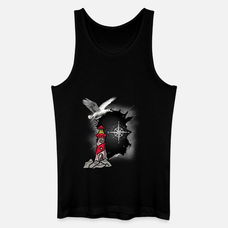 maritim Möwe Kompass Leuchtturm Möwen - Männer Bio Tank Top - Schwarz