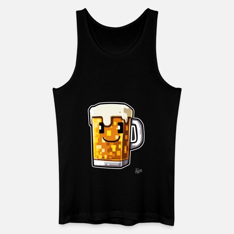 Pixel-Handwerker-Bier - Männer Bio Tank Top - Schwarz