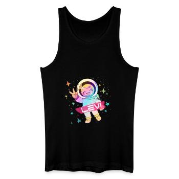 LEVI - Beau nom de garçon avec astronaute mignon - Débardeur bio Homme - noir - Devant