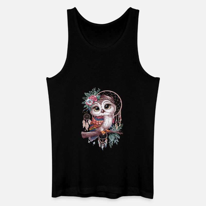 Eule Traumfänger Vogel Federn - Männer Bio Tank Top - Schwarz