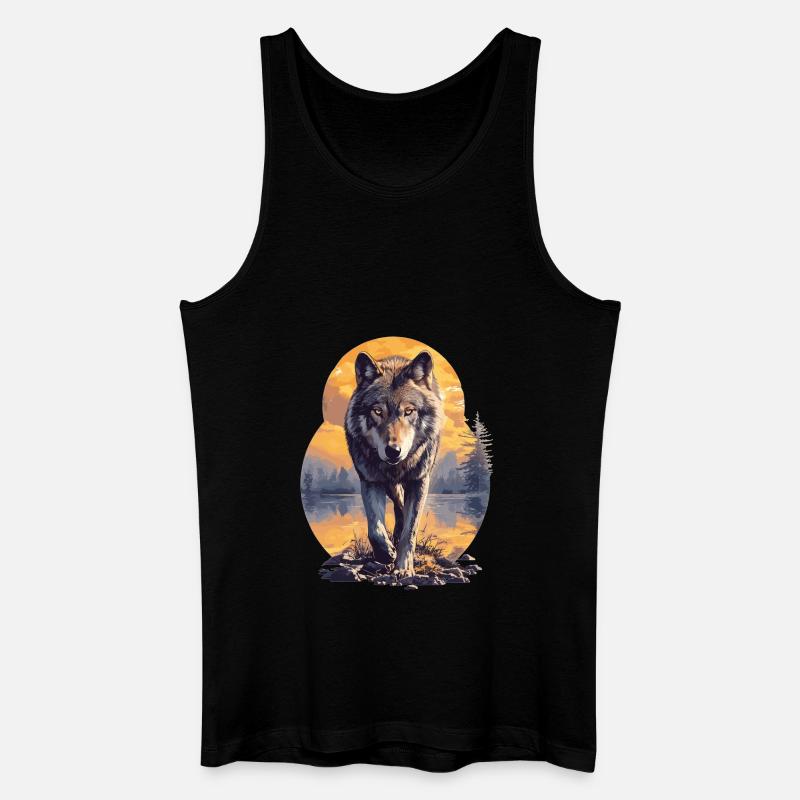 Wölfe Wolf - Männer Bio Tank Top - Schwarz