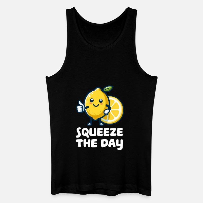 Squeeze the Day Zitrone - Männer Bio Tank Top - Schwarz