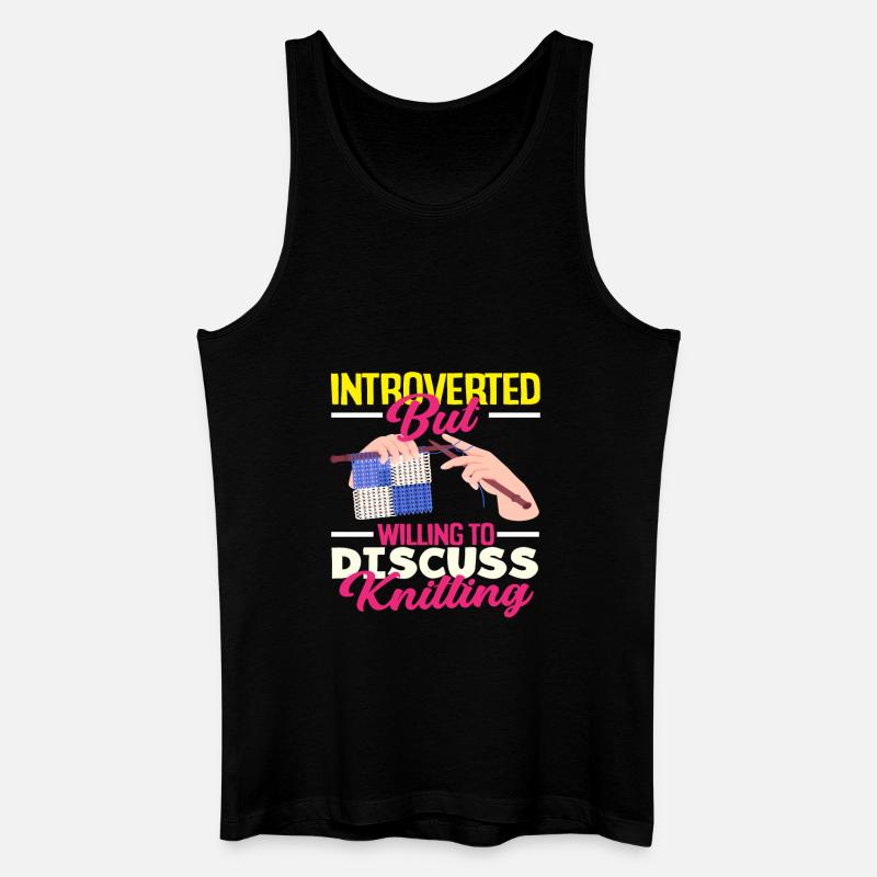 Introvertiert Aber Diskutiere Stricken - Männer Bio Tank Top - Schwarz