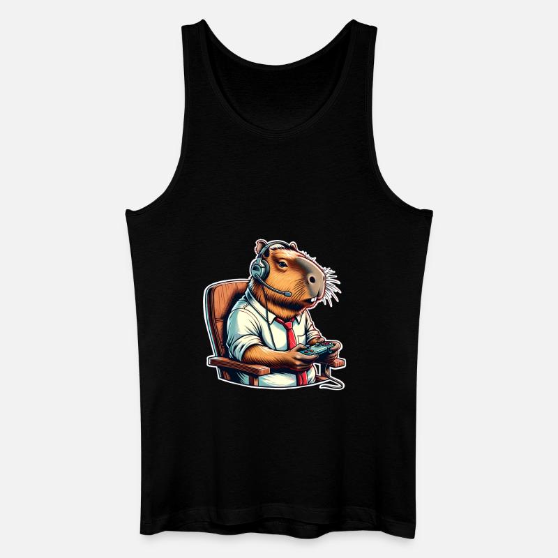 Capybara Nerd du jeu - Débardeur bio Homme - noir