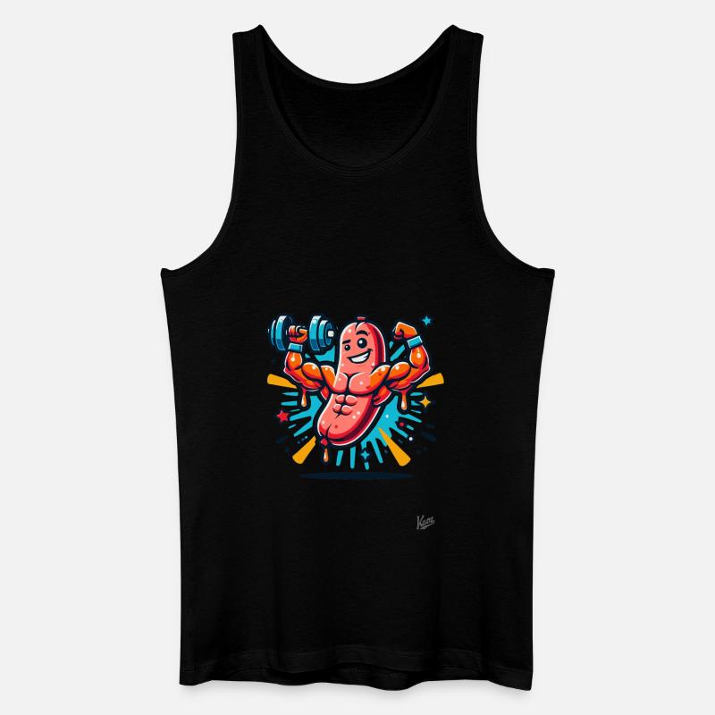Muskel-Bodybuilder Kraft-Wurst - Männer Bio Tank Top - Schwarz