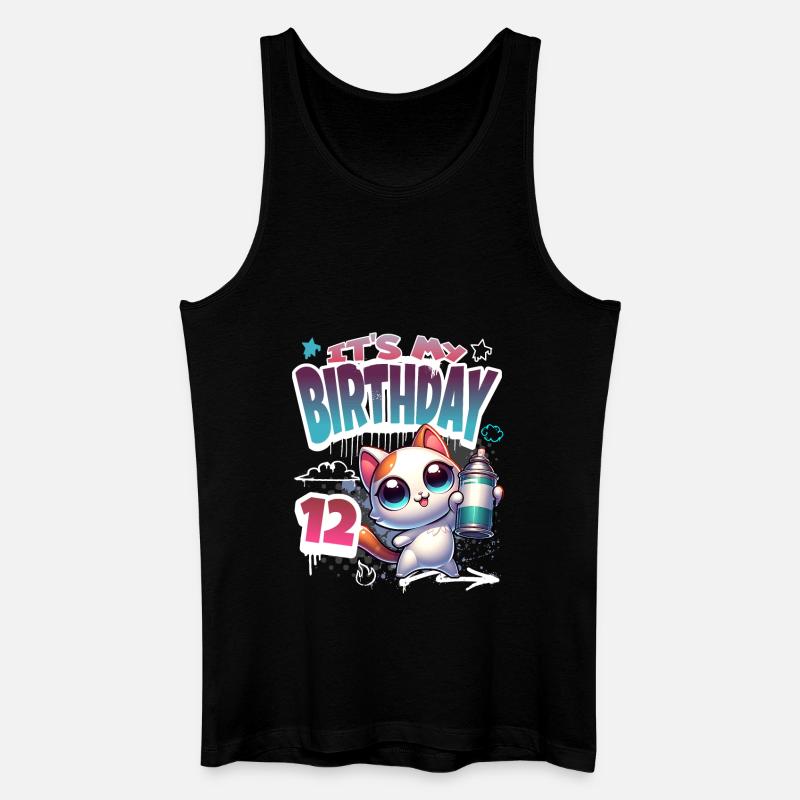 12e anniversaire chat graffiti - Débardeur bio Homme - noir