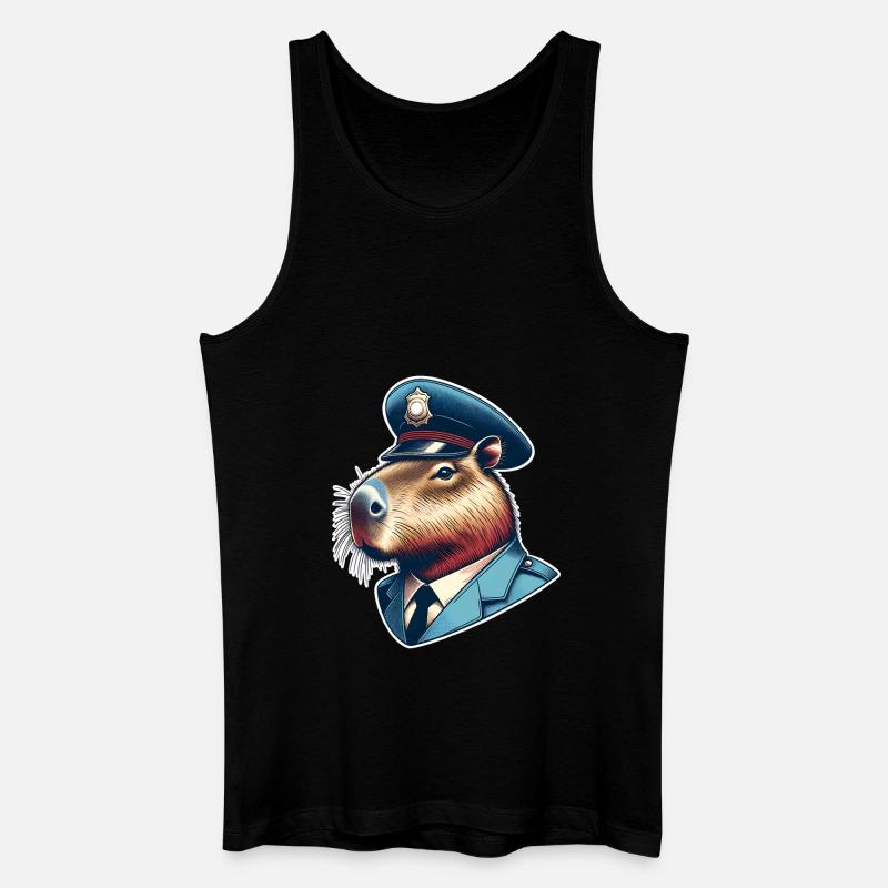 Capybara Polizei - Männer Bio Tank Top - Schwarz