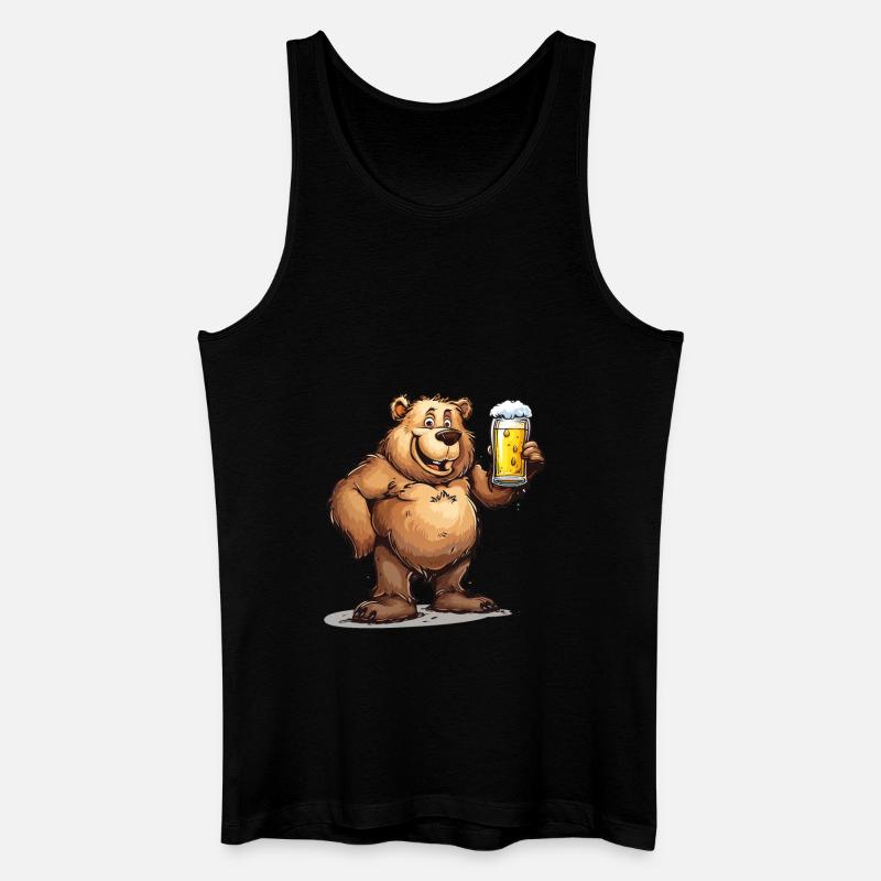 Cute Bear Drinking Beer 2 - Männer Bio Tank Top - Schwarz