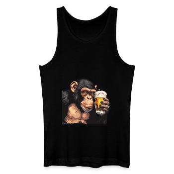 Cute Chimpanzee Drinking Beer 2 - Männer Bio Tank Top - Schwarz - Vorne