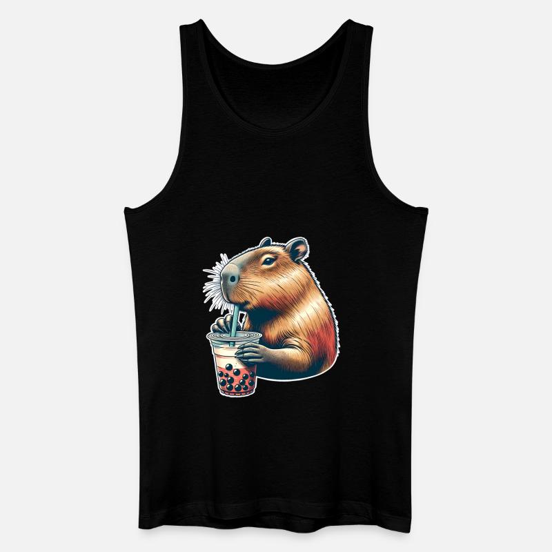 Capybara Bubble Tea - Männer Bio Tank Top - Schwarz