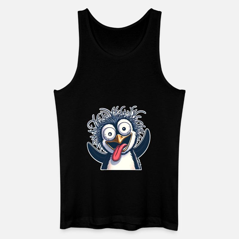 Pinguin Crazy - Männer Bio Tank Top - Schwarz