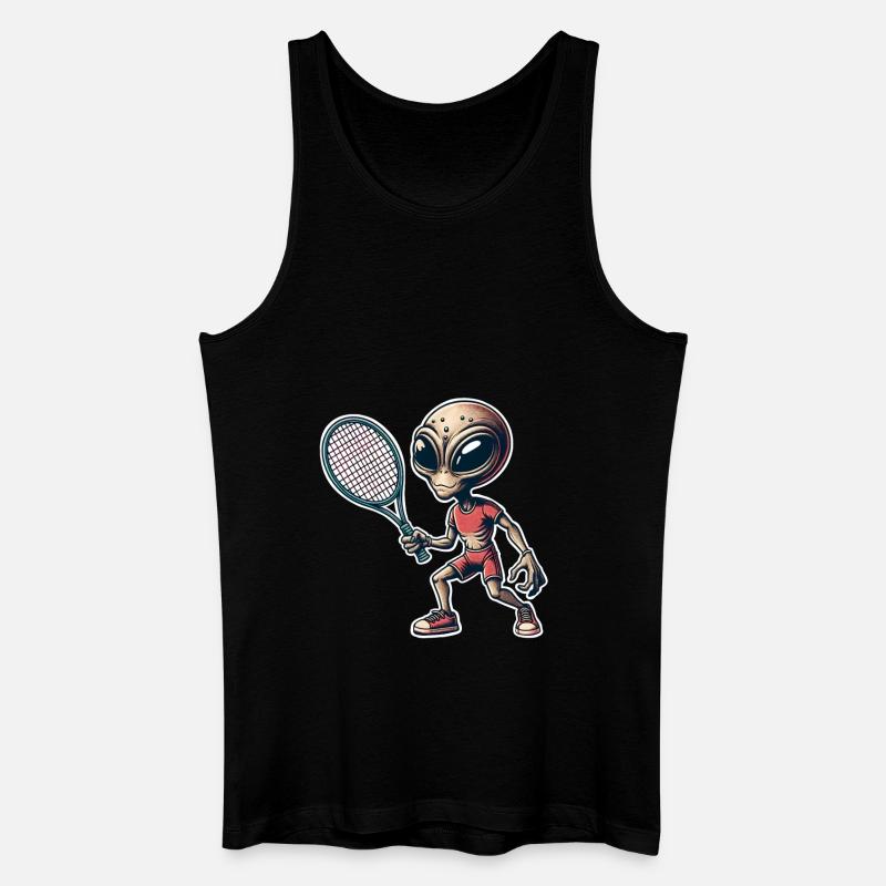 Alien Tennis - Männer Bio Tank Top - Schwarz