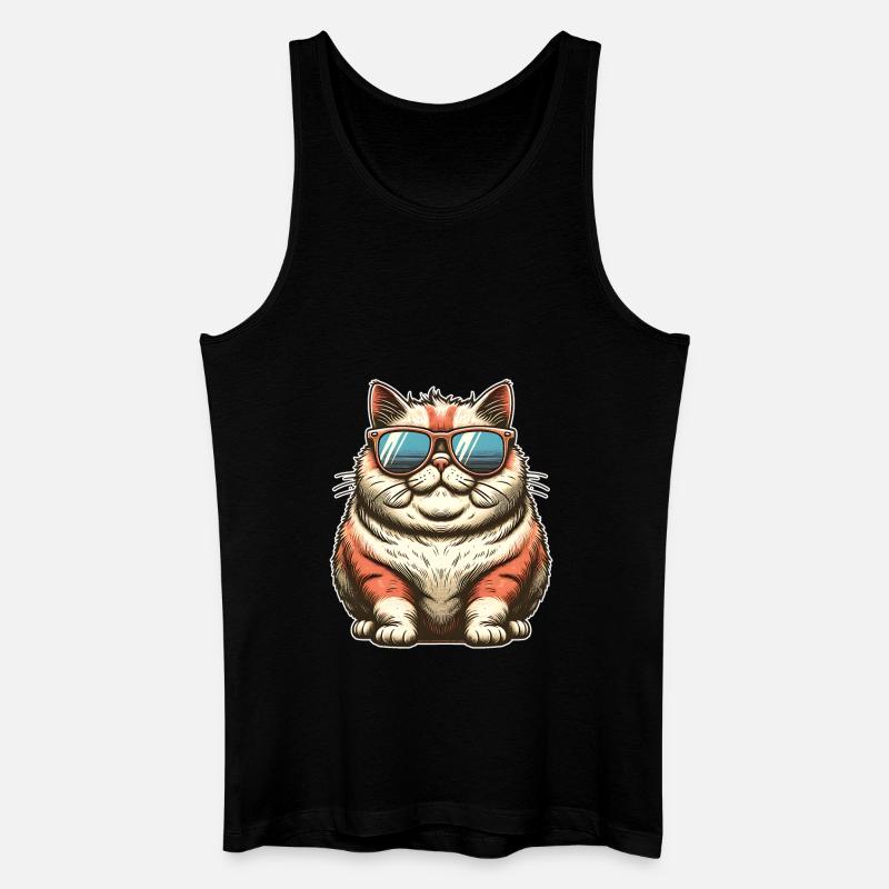 Dicke Coole Katze - Männer Bio Tank Top - Schwarz