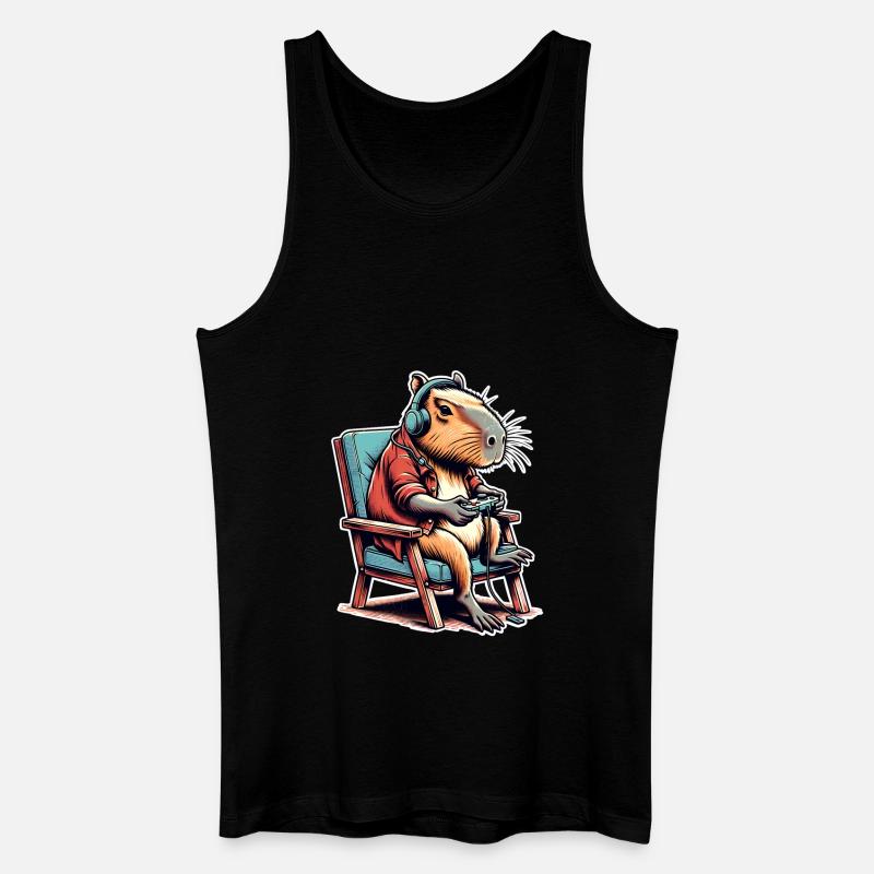 Capybara Gaming Nerd - Men’s Organic Tank Top - black