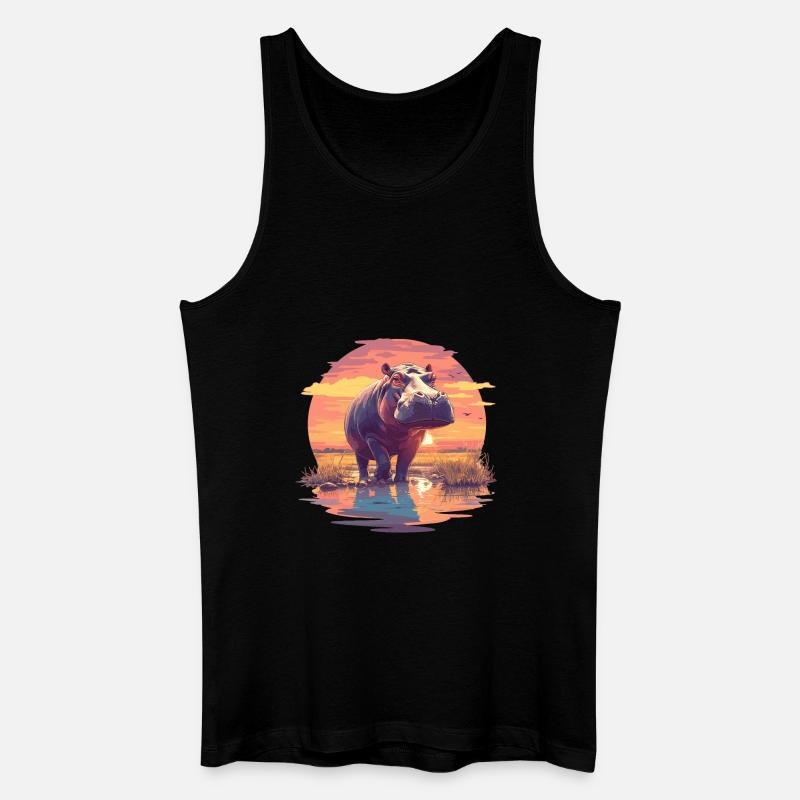 Nilpferd Flußpferd - Männer Bio Tank Top - Schwarz