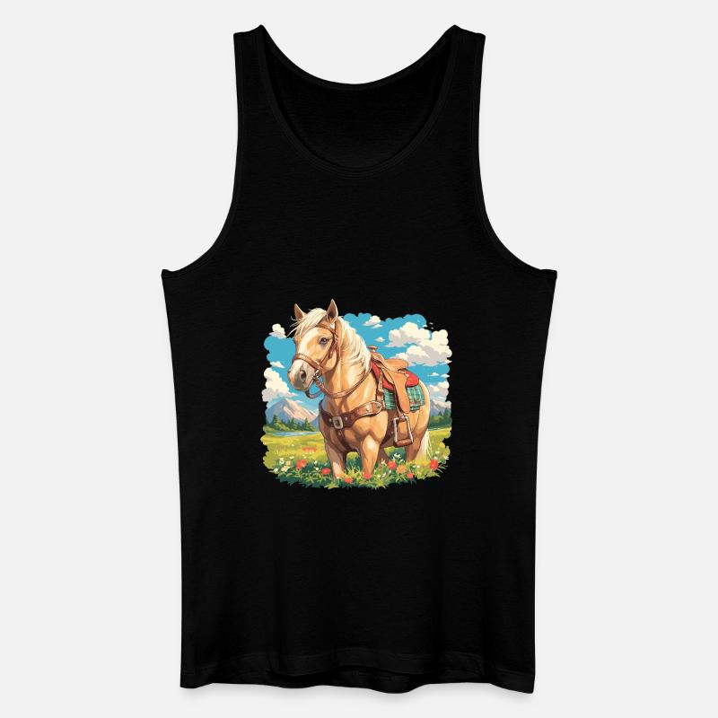 Pferde Pferd - Männer Bio Tank Top - Schwarz