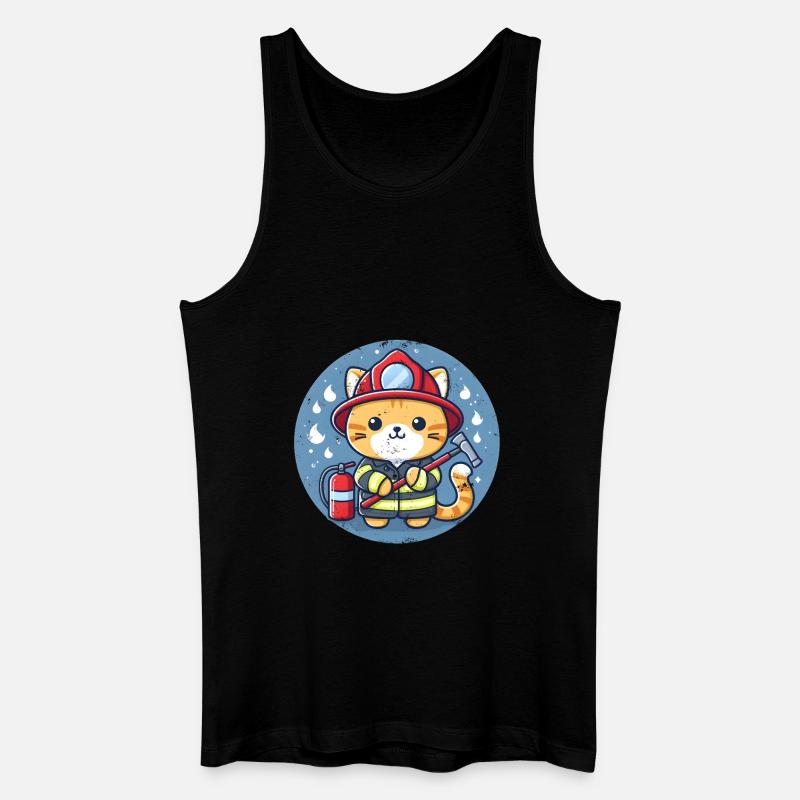 Feuerwehrmann Katze - Männer Bio Tank Top - Schwarz