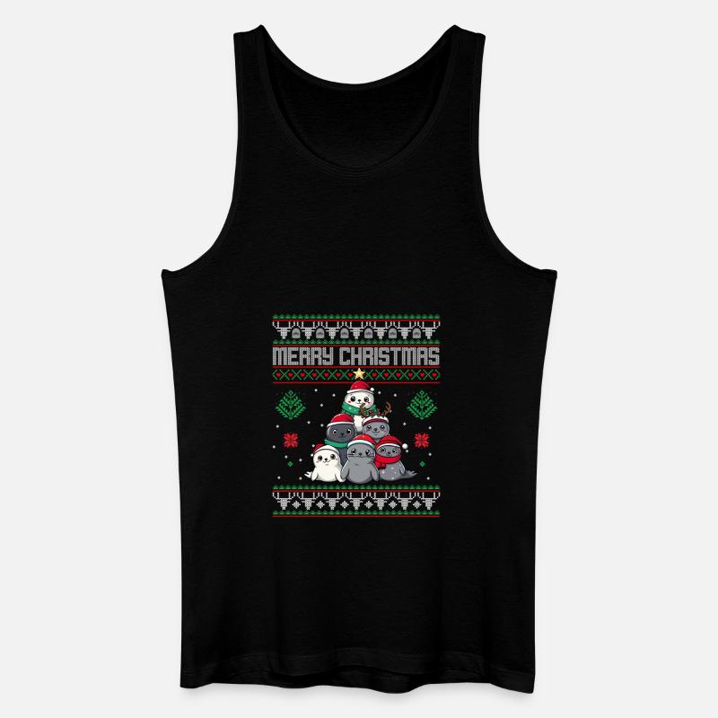 Robbe Weihnachten - Männer Bio Tank Top - Schwarz