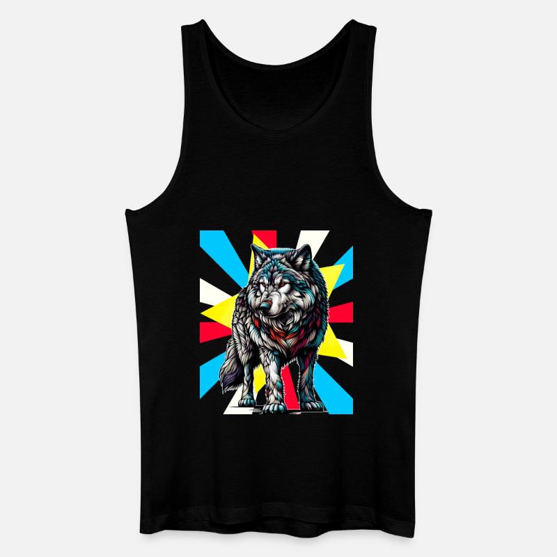 Wolf Wölfe Tattoo - Männer Bio Tank Top - Schwarz