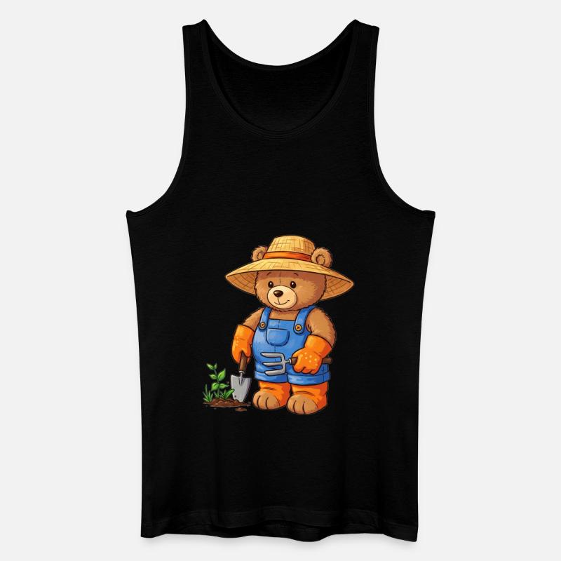 Teddybär Gärtner - Männer Bio Tank Top - Schwarz