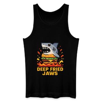 Deep Fried Jaws Pixel Shark Burger - Männer Bio Tank Top - Schwarz - Vorne