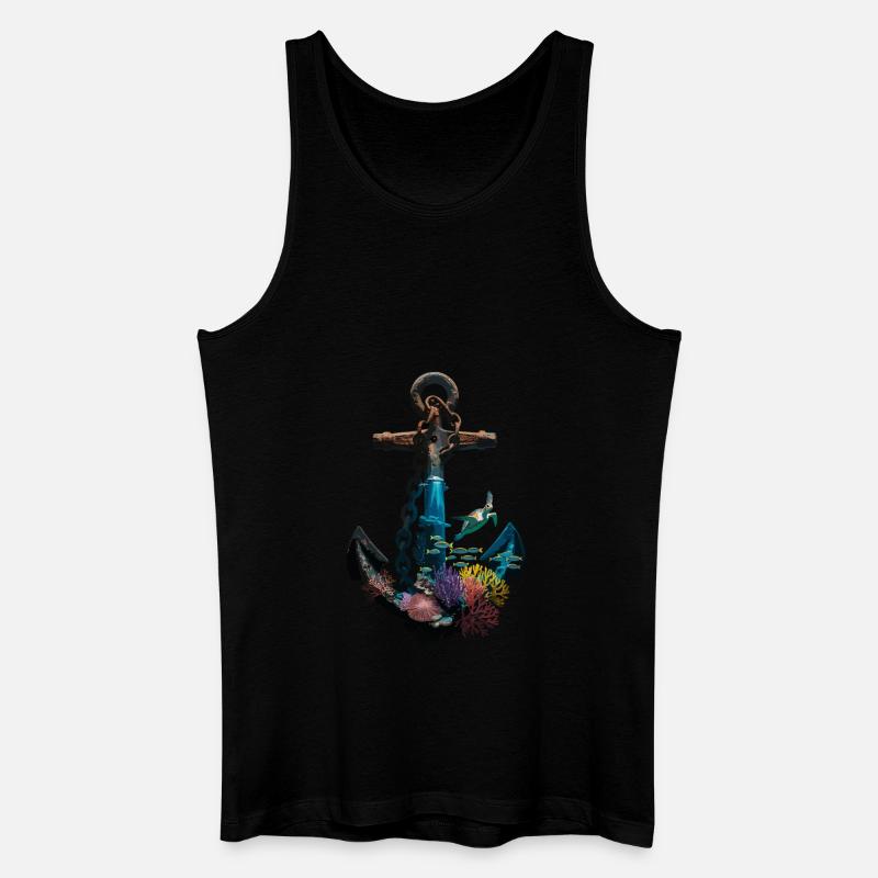 Maritimes Anker-Design Mit Meerestieren Und - Männer Bio Tank Top - Schwarz