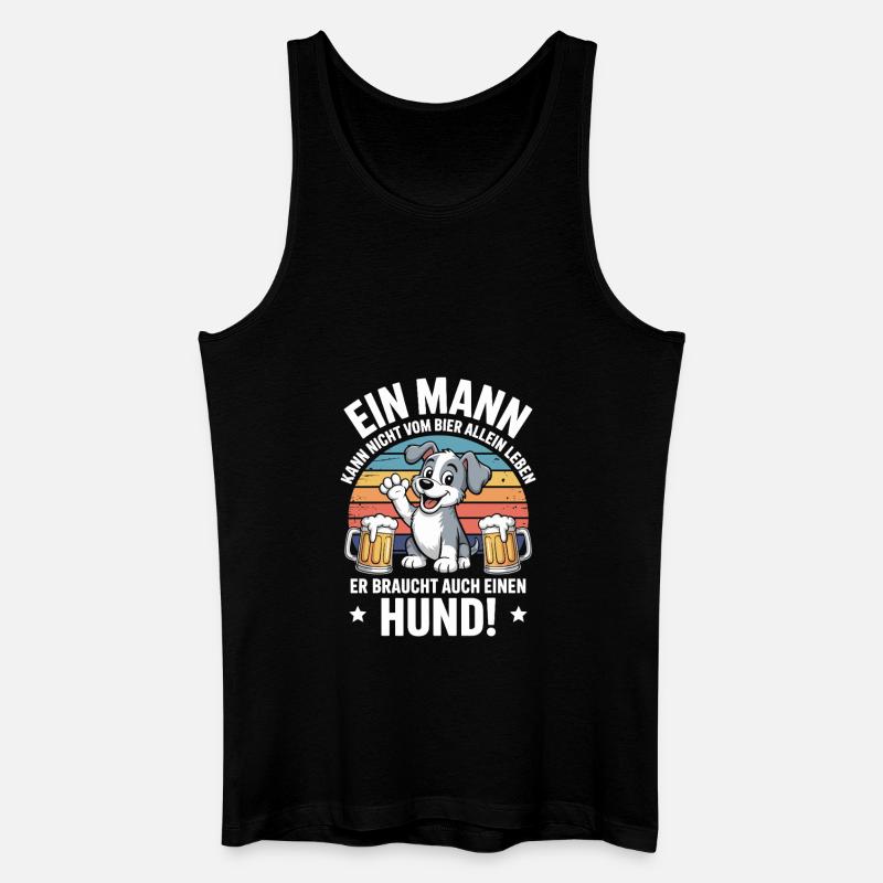 Mann Hund Bier - Männer Bio Tank Top - Schwarz