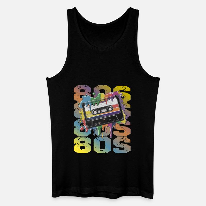 80s Retro Kassette Regenbogen Nostalgie - Männer Bio Tank Top - Schwarz