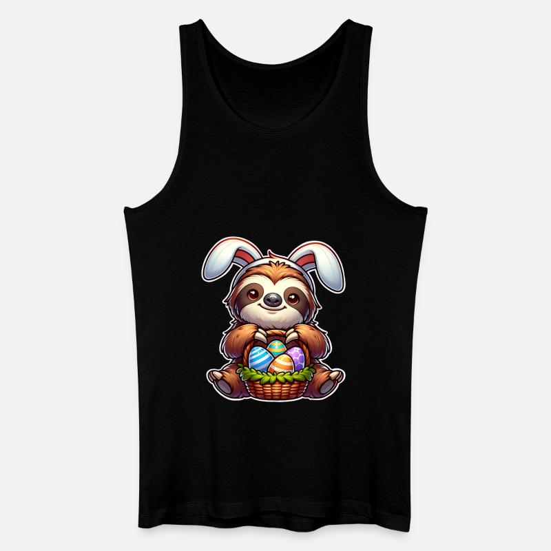 Ostern Faultier - Männer Bio Tank Top - Schwarz