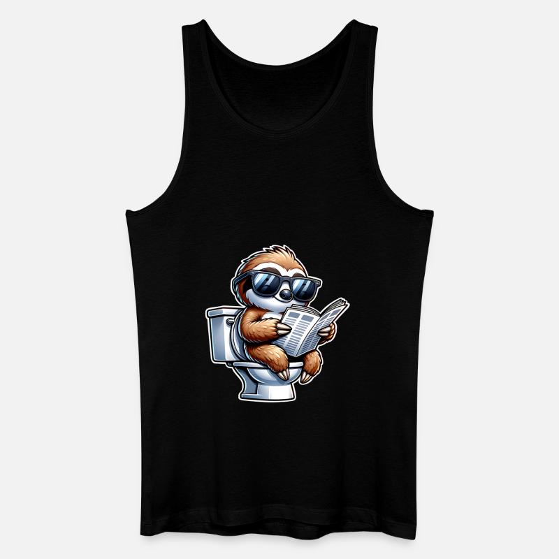 Faultier Toilette Zeitung - Männer Bio Tank Top - Schwarz