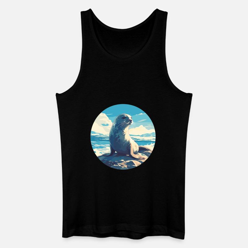Robben Robbe - Männer Bio Tank Top - Schwarz