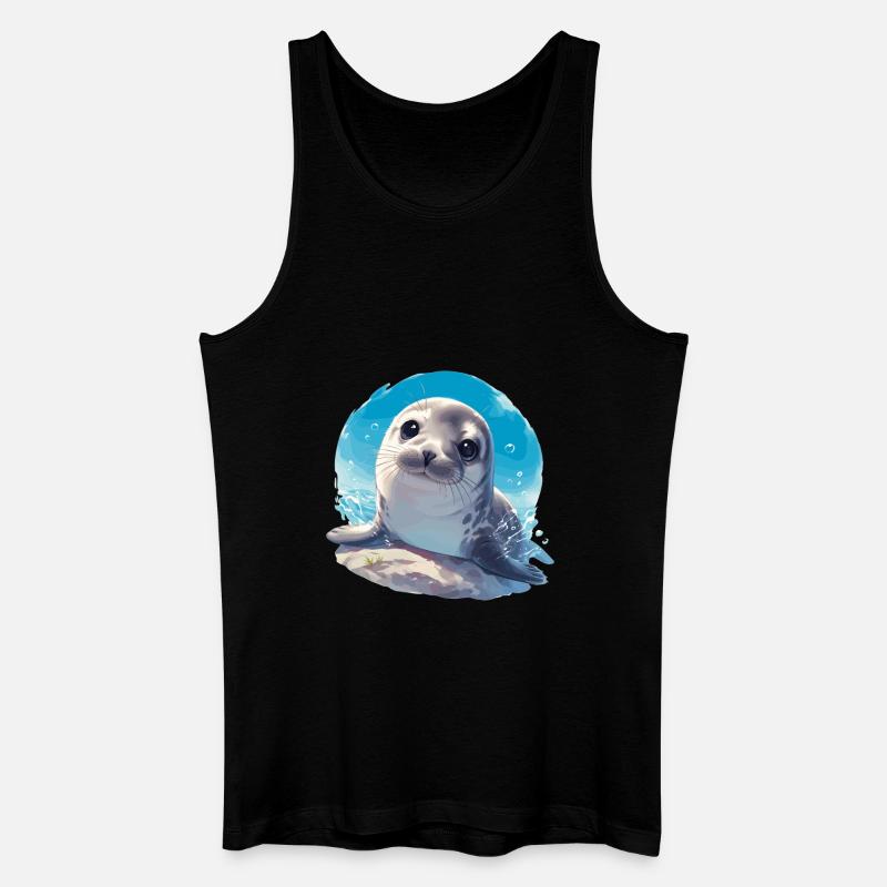 Robben Robbe - Männer Bio Tank Top - Schwarz