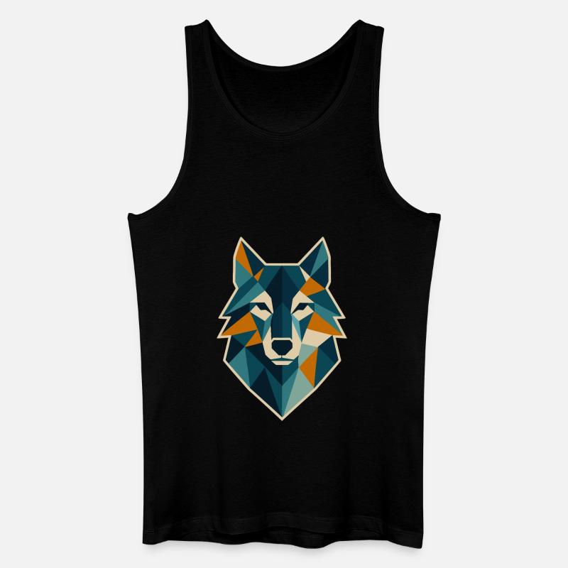 Geometrischer Wolfskopf Polygon Stil - Männer Bio Tank Top - Schwarz