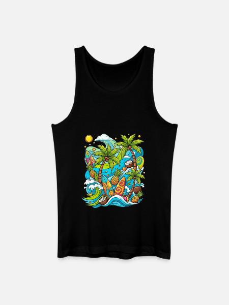 Tropical holiday pattern - Men’s Organic Tank Top - black