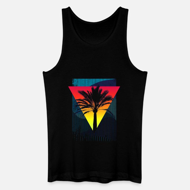 Palm Tree (Triangle, Stripe) - Men’s Organic Tank Top - black