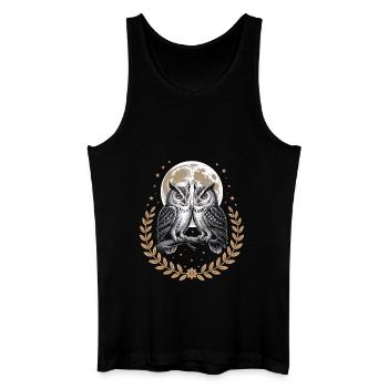 Eule Vogel Mond Natur - Männer Bio Tank Top - Schwarz - Vorne