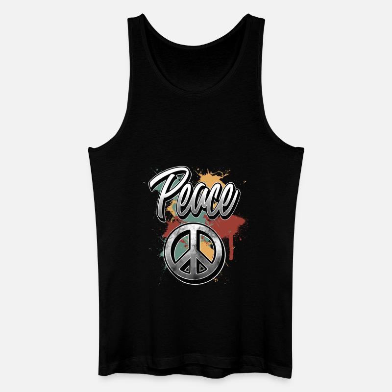 Peace Peacezeichen - Männer Bio Tank Top - Schwarz