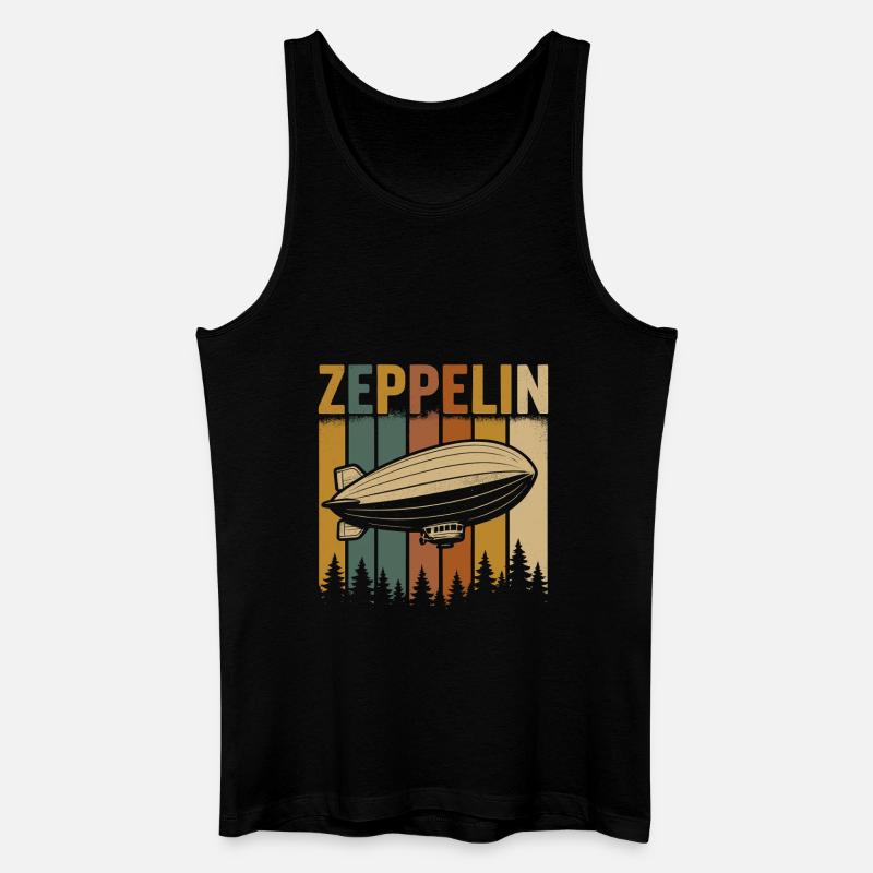 Dirigeable Zeppelin à rayures rétro - Débardeur bio Homme - noir
