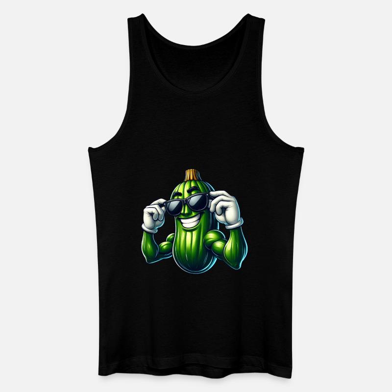 Cool Cucumber Pickle Vegetables Cartoon - Men’s Organic Tank Top - black