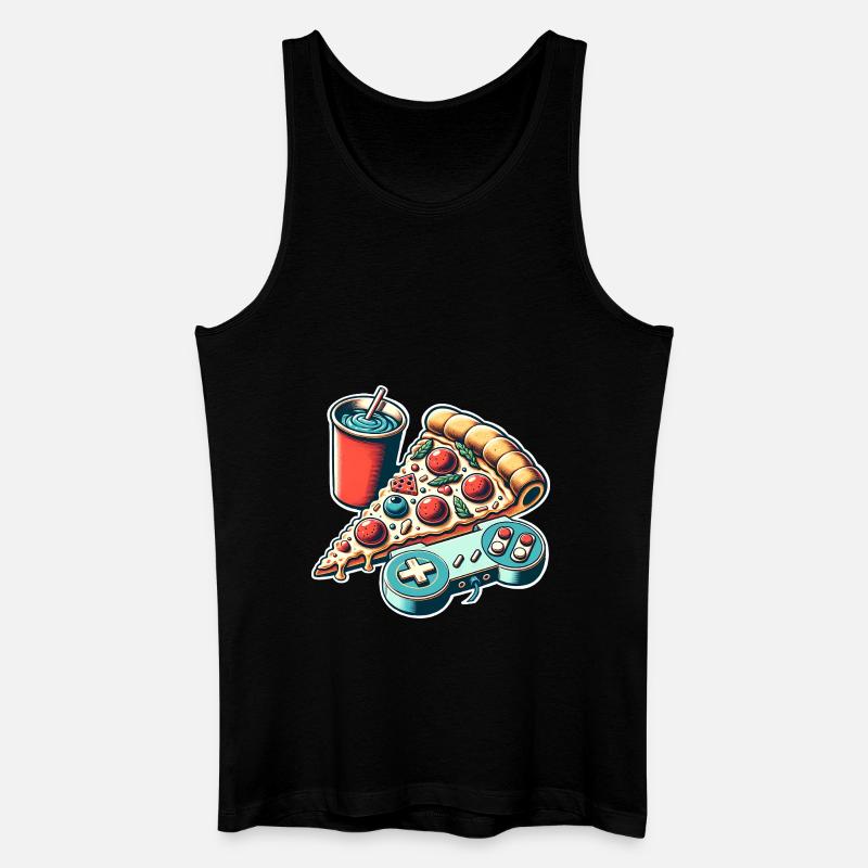 Pizza Gaming Gamer - Männer Bio Tank Top - Schwarz