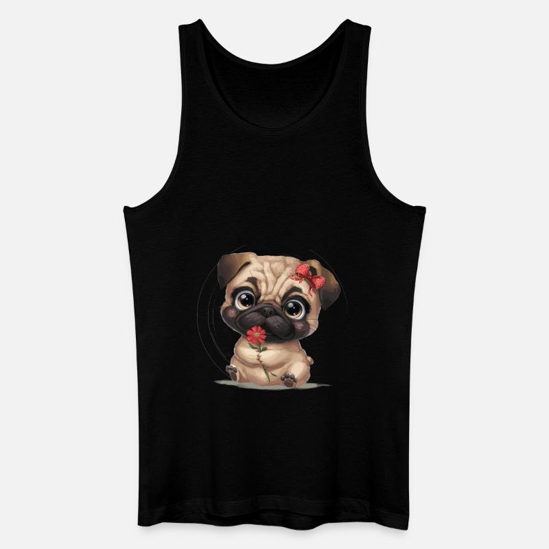 Mops Hundehalter Mops Liebe Blume - Männer Bio Tank Top - Schwarz