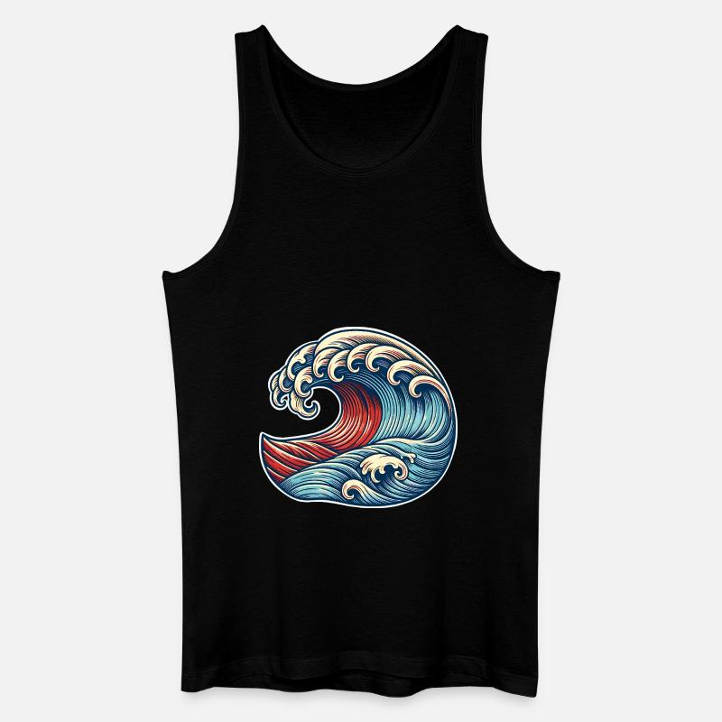 Welle - Männer Bio Tank Top - Schwarz
