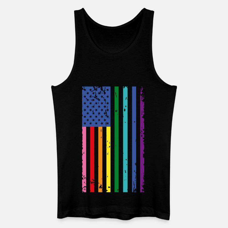 Regenbogen USA Flagge - Männer Bio Tank Top - Schwarz