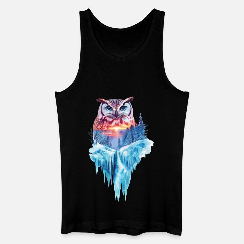 Eule - Männer Bio Tank Top - Schwarz