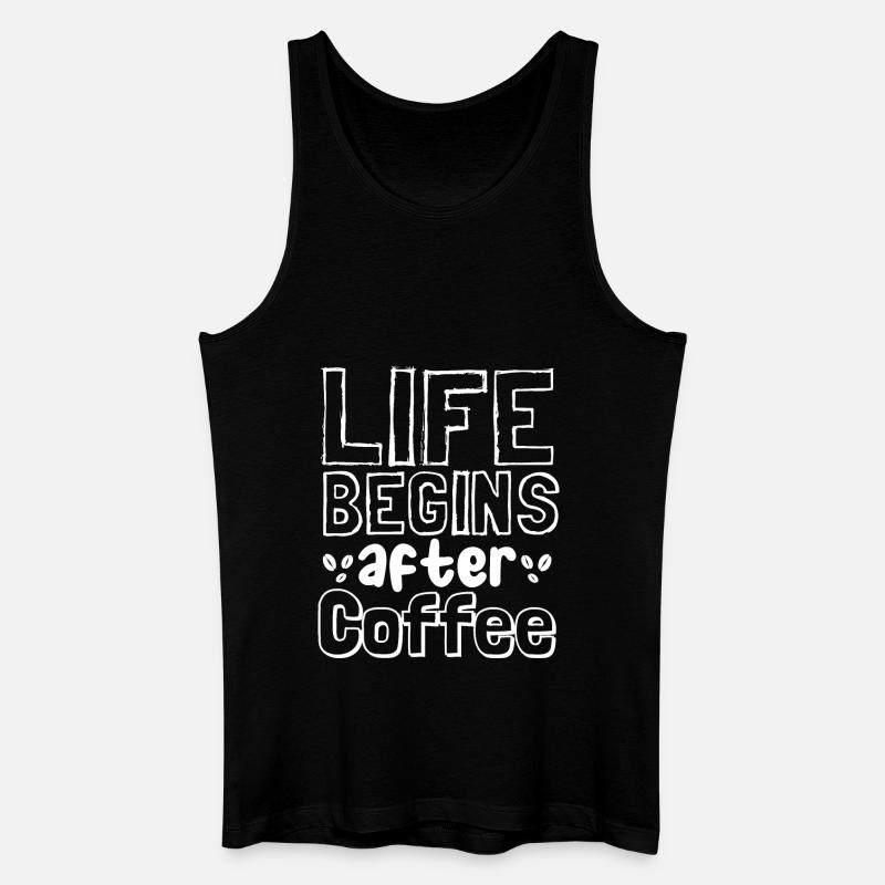 Life begins after coffee - Männer Bio Tank Top - Schwarz
